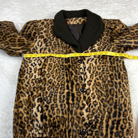 Vintage made in USA Leopard faux fur and cable knit coat, size 14-16 - Picture 6 of 11